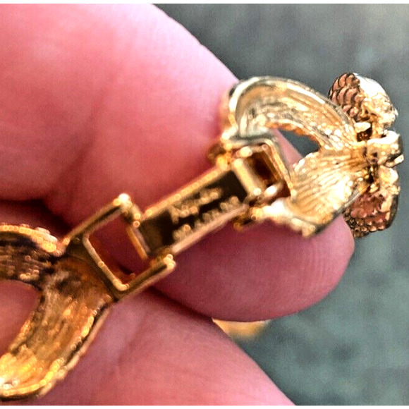 Vintage Napier Gold Plated Choker Necklace Textured Dimensional Chain Links 16" - Picture 6 of 9